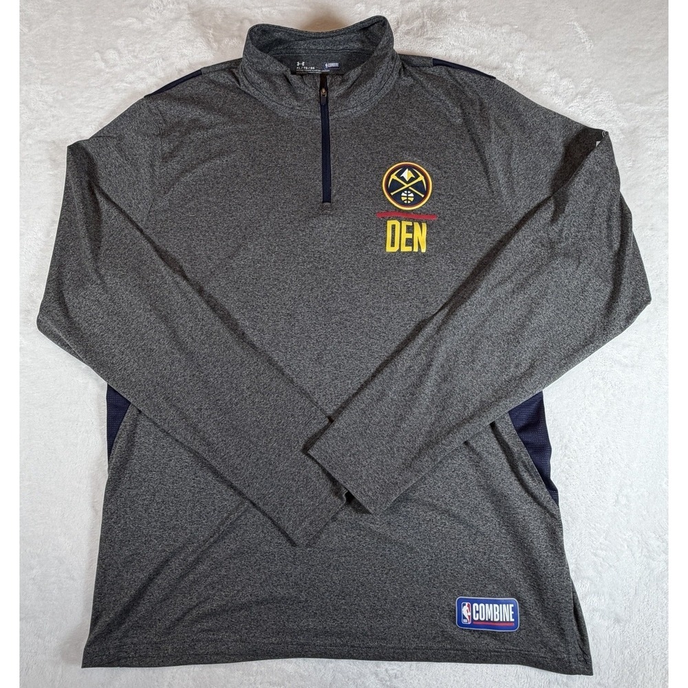 Under Armour Denver Nuggets NBA Shirt Men's XL Gray Long Sleeve 1/4 Zip